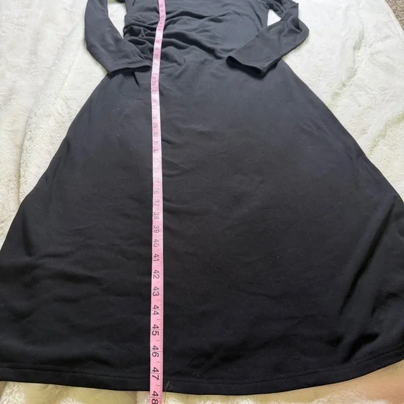 OGL ProWarm Long Sleeve Mockneck Tucks Midi Dress Black Size L NWT - Picture 4 of 6